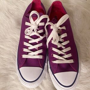 Converse Magenta and White Canvas Sneakers New 7.5